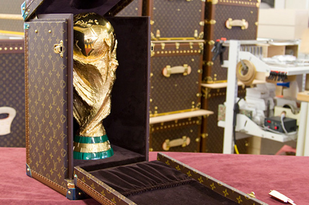 World Cup tropy in Louis Vuitton case
